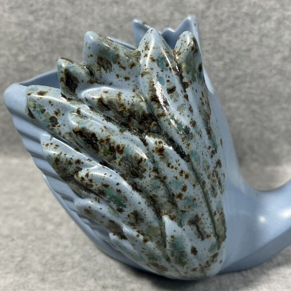 Vintage MCM Swan Planter‎ 1974 Blue Speckled Glaze Ceramic Handmade Vanity Decor - Picture 6 of 16